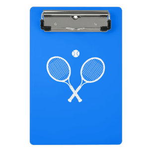 Tennis Rackets with Ball on Blue Background Mini Clipboard