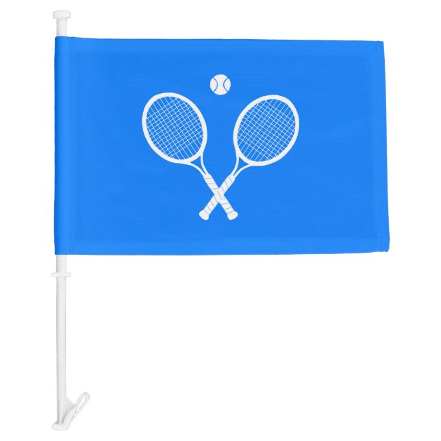 Tennis Rackets with Ball Ultramarine Blue Hue  Car Flag (Front)