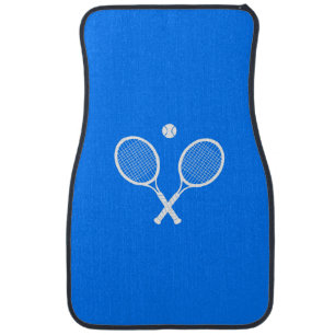 Tennis Rackets with Ball Ultramarine Blue Hue Car Floor Mat