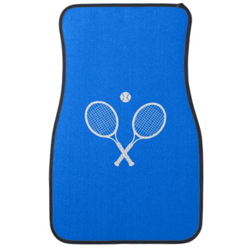 Tennis Rackets with Ball Ultramarine Blue Hue   Car Floor Mat