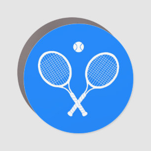 Tennis Rackets with Ball Ultramarine Blue Hue Car Magnet