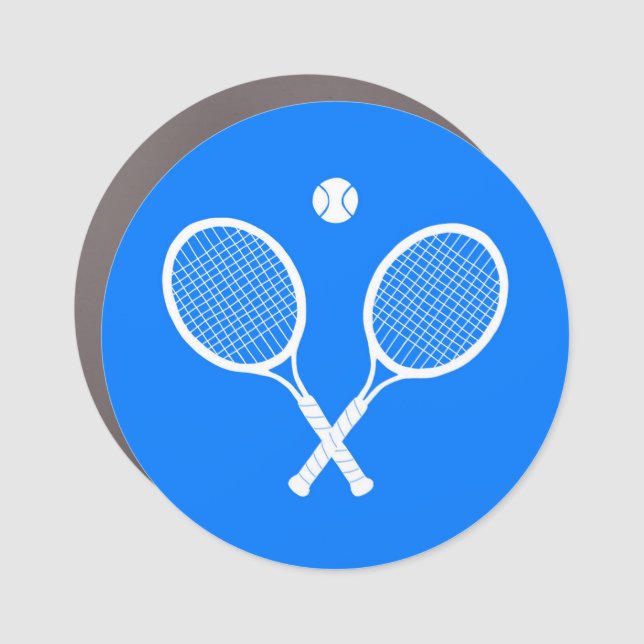 Tennis Rackets with Ball Ultramarine Blue Hue  Car Magnet (Front)