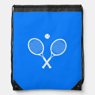 Tennis Rackets with Ball Ultramarine Blue Hue Drawstring Bag