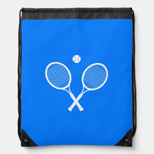 Tennis Rackets with Ball Ultramarine Blue Hue Drawstring Bag (Front)