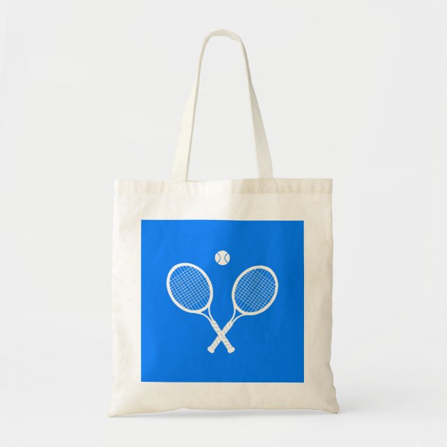 Tennis Rackets with Ball Ultramarine Blue Hue Tote Bag (Front)