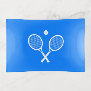Tennis Rackets with Ball Ultramarine Blue Hue Trinket Tray
