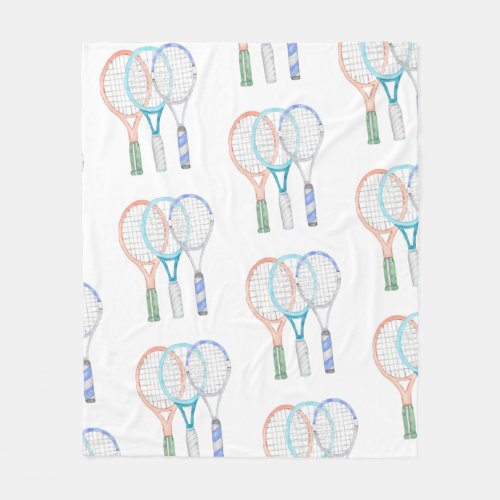 Tennis Rackets with ball watercolor Fleece Blanket