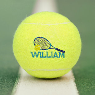 Tennis racquet and ball blue cyan graphic custom