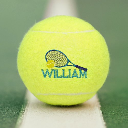 Tennis racquet and ball blue cyan graphic custom