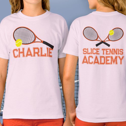 Tennis racquet and ball orange graphic custom T_Shirt