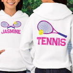 Tennis Racquet And Ball Pink Blue Graphic Custom Hoodie at Zazzle