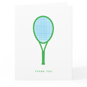 Tennis Racquet and Ball Sports Green Blue Thank You Card