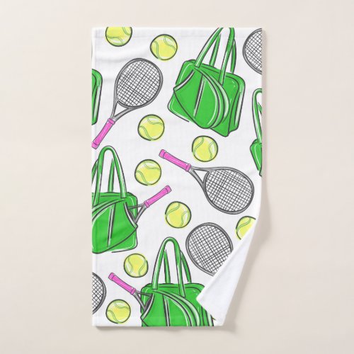 Tennis Racquet Bag Balls Preppy Green Hand Towel