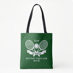 Tennis Racquet Ball Personalized Custom Green Logo Tote Bag