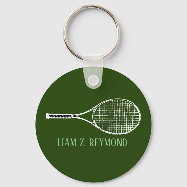 Tennis Racquet Green Keychain (Front)