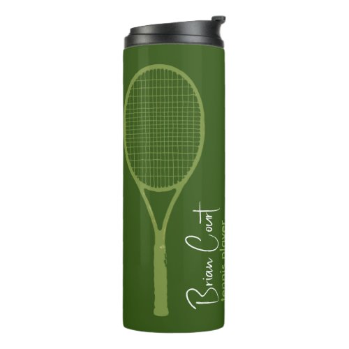Tennis Racquet Personalized Green Thermal Tumbler