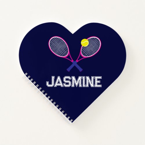 Tennis racquet pink blue love personalized  notebook