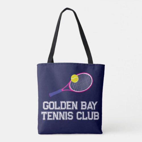 Tennis racquet pink blue personalized  tote bag