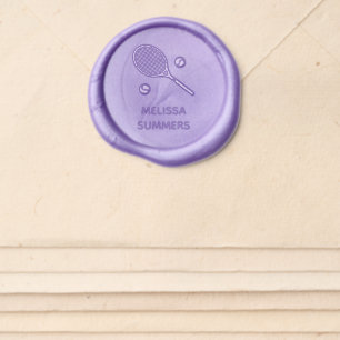 Tennis Racquet Racket and Balls Custom Name Wax Seal Sticker