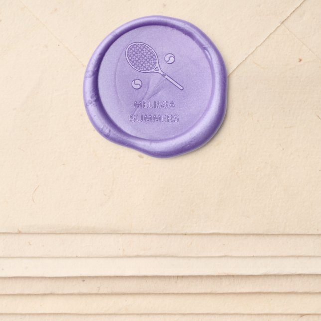 Tennis Racquet Racket and Balls Custom Name Wax Seal Sticker (Front)