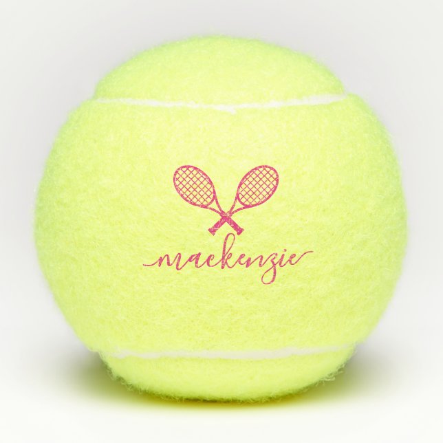 Tennis Racquets and Ball Name Personalized Pink (Front)