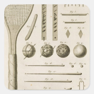 Tennis Racquets and Billiard Cues, from the 'Encyc Square Sticker