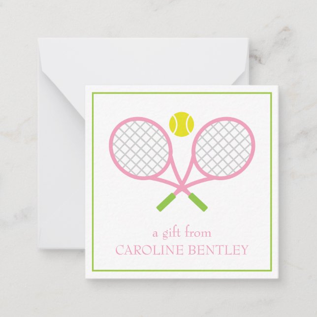 Tennis Racquets Personalized Gift Enclosure Cards (Front)