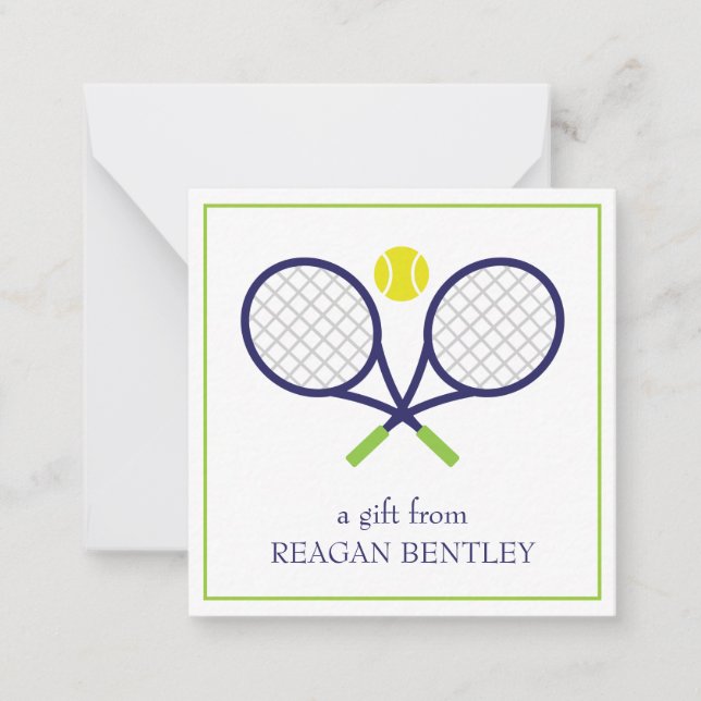 Tennis Racquets Personalized Gift Enclosure Cards (Front)