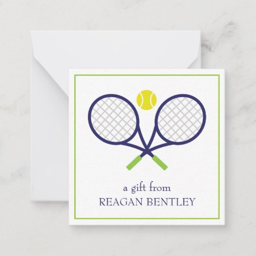 Tennis Racquets Personalized Gift Enclosure Cards