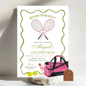 Tennis Rally And Margaritas Adult Birthday Invitation