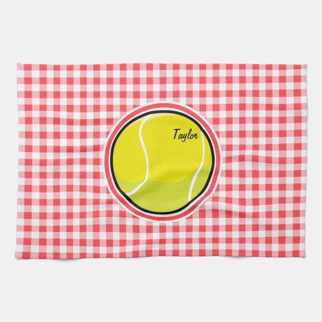 Tennis; Red and White Gingham Towel (Horizontal)