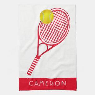 Tennis Red Personalized Name or Monogram Kitchen Towel