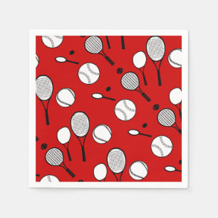 Tennis red white black napkins