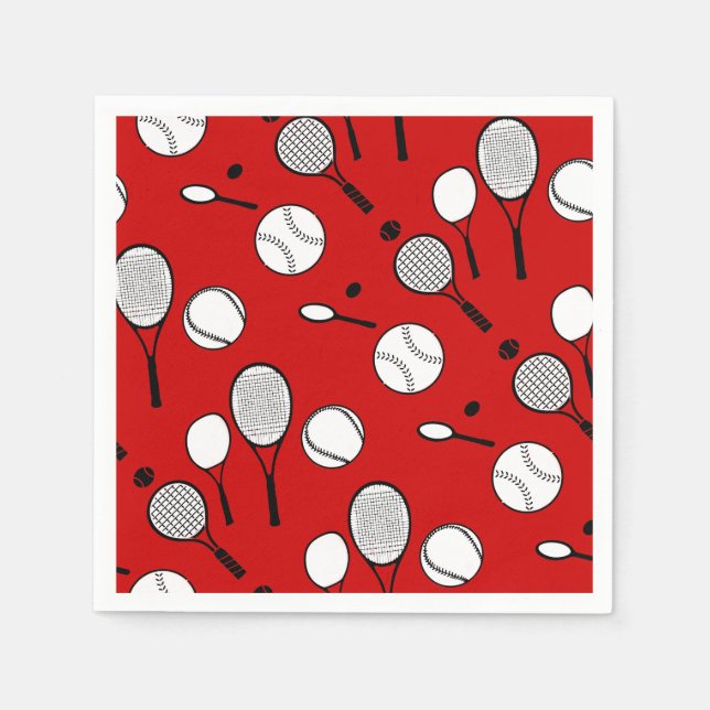 Tennis red white black napkins (Front)