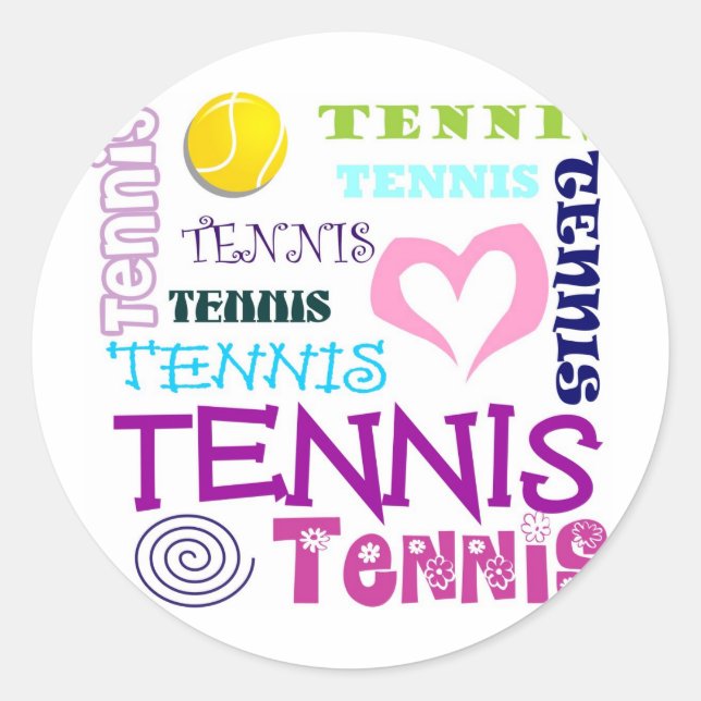 Tennis Repeating Classic Round Sticker (Front)