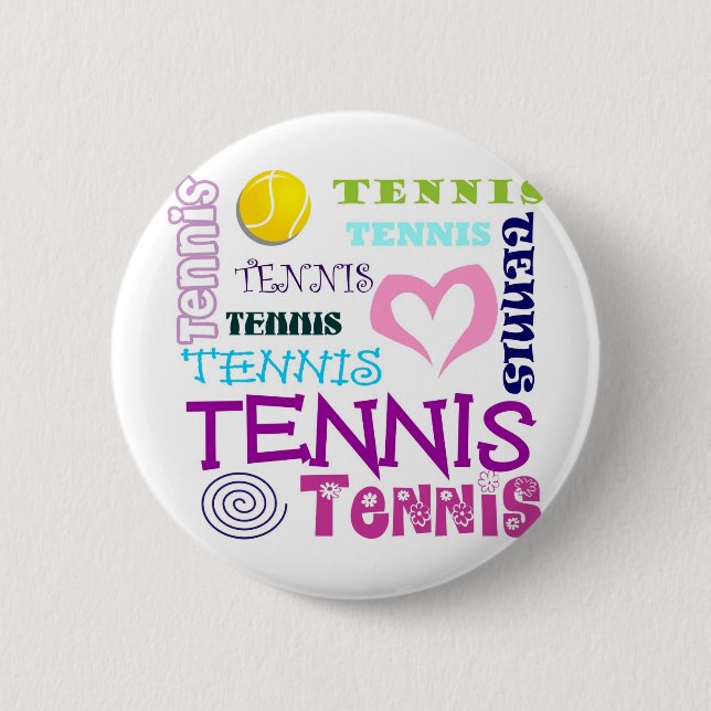 Tennis Repeating Pinback Button (Front)