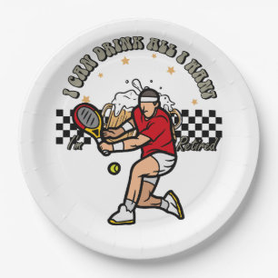 Tennis retirement retired player for party paper plates