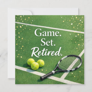 Tennis Retirement with racket and ball Card