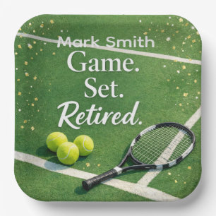 Tennis  Retirement with racket and ball  Paper Plates