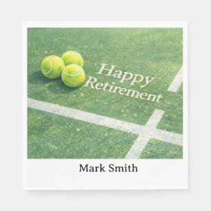 Tennis Retirement with tennis racket and ball  Napkins