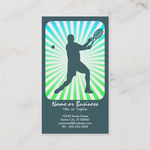 Customizable tennis : retro rays : business card template