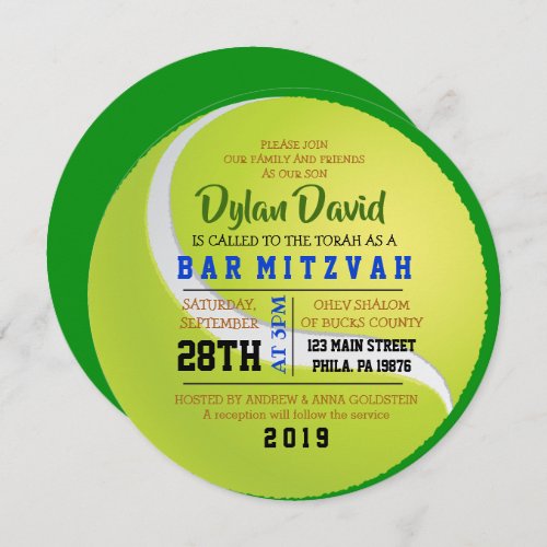 TENNIS ROUND Bar Bat Mitzvah Invitation