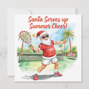 Tennis Santa Claus Christmas themed Holiday Card