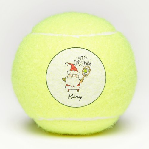 Tennis Santa Claus Merry Christmas with racket  Tennis Balls