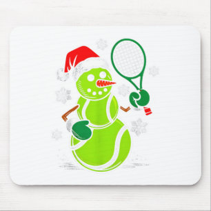Tennis Santa Hat Snowman Xmas Funny Tennis Lover C Mouse Pad