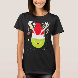 Tennis Santa Reindeer Christmas Ball Tennis Player T-Shirt