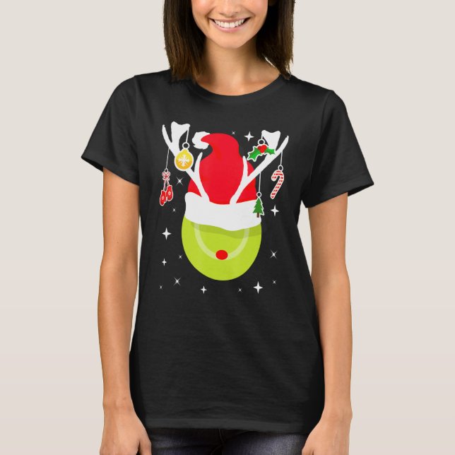 Tennis Santa Reindeer Christmas Ball Tennis Player T-Shirt (Front)