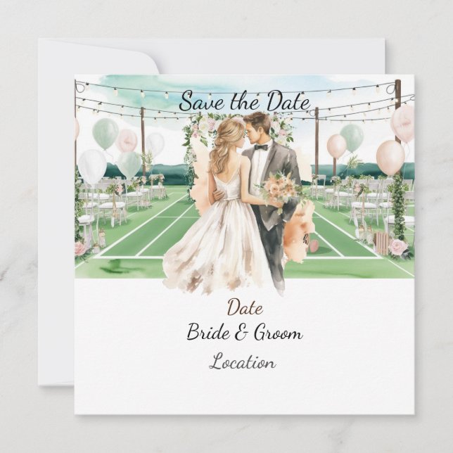 Tennis Save the date foe Tennis Player wedding (Front)
