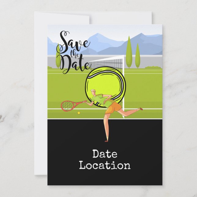Tennis Save the Date invitation Card (Front)