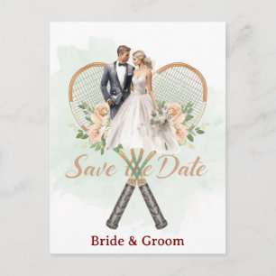 Tennis Save the date Invitation for Wedding Postcard